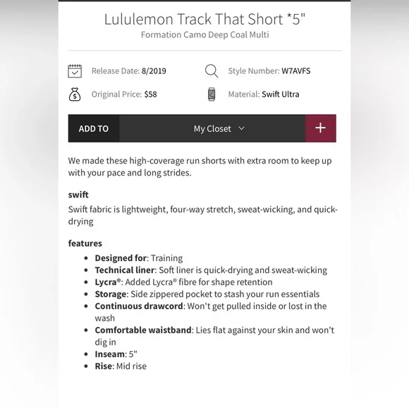Lululemon Track That Short Size 6 inseam 5 in Formation Camo Deep Coal Multi - Picture 3 of 8